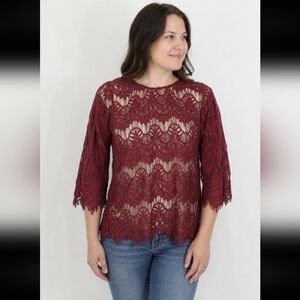 INNY small cotton mix crochet lace bell sleeves